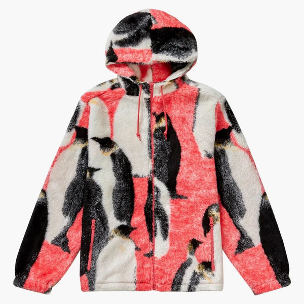 Nejvyšší tučňáka s kapucí fleece bunda růžová