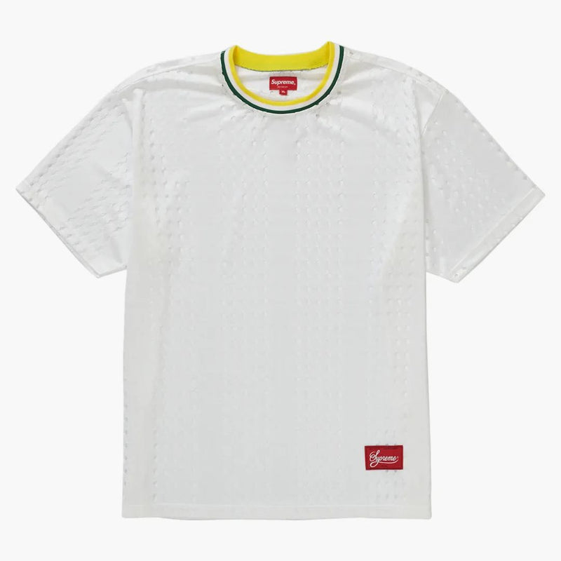 Stripe perforata suprema riscaldare il bianco top