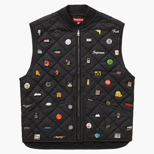 Supreme Pins Quilted Work Vest Black