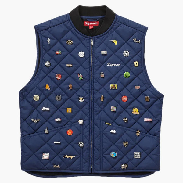 Supreme Pins Quilted Work Vest Navy
