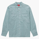 Supreme Pinstripe Camisa de lino azul claro