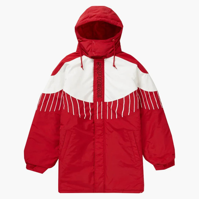 Nejvyšší panel Pinstripe Panel Sports Parka Red