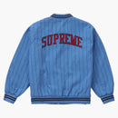 Supreme Pinstripe Varsity Jacket Blue