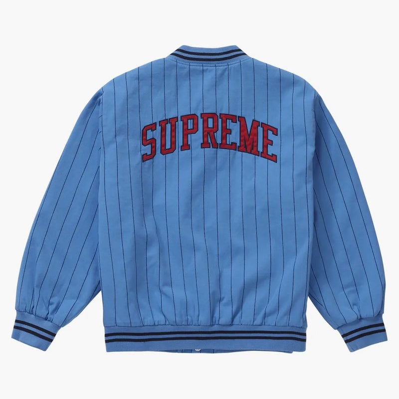 Nejvyšší pinstripe vantersity bunda modrá