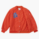 Supreme Pinstripe Varsity Jacket Orange