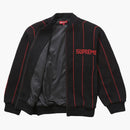 Supreme Pinstripe Versity Zip Up Sweater Black