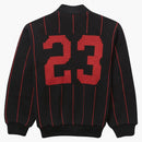 Supreme Pinstripe Versity Zip Up Sweater Black