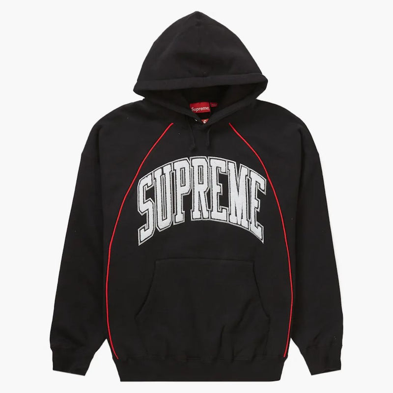 Supreme Boxy Piping Arc Hooded Sweatshirt svart