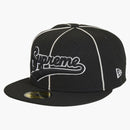 Supreme x New Era Piping Script Logo Cap Black