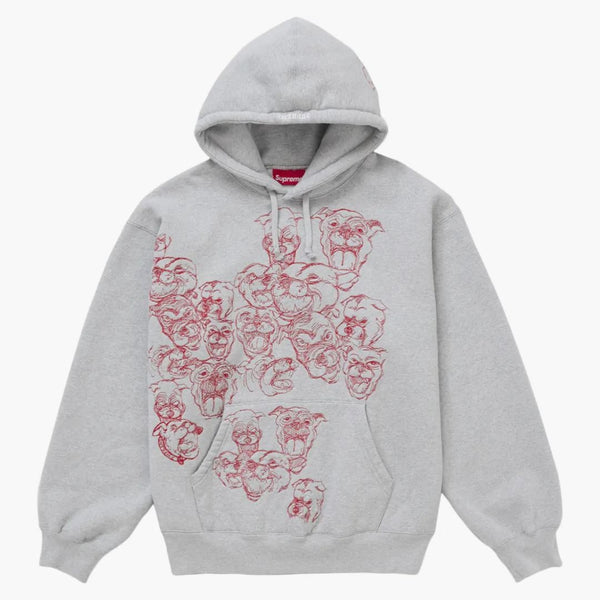 Supreme Pitbulls broderade huva tröja Heather Grey