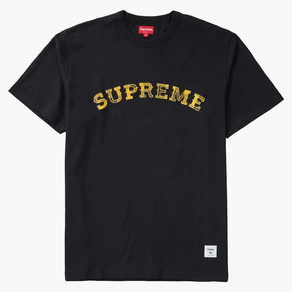 Suprem Plaid Applique S/S Top Negru