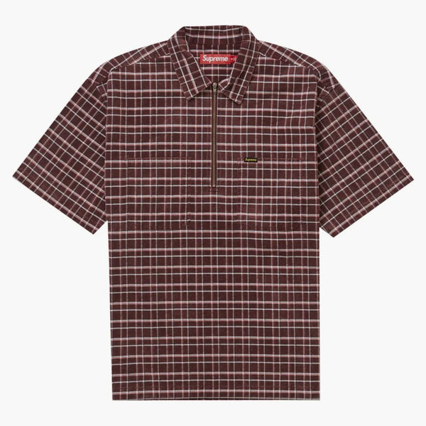 Supreme Plaid Corduroy Half Zip S/s Shirt Red