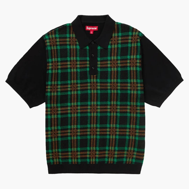 Supreme Plaid Knit S/s Polo Black