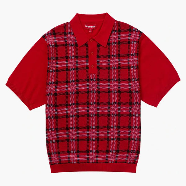 Suprem Plaid Knit S/S Polo Red