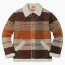 Supreme Plaid Shearling Bomber Brown Plaid