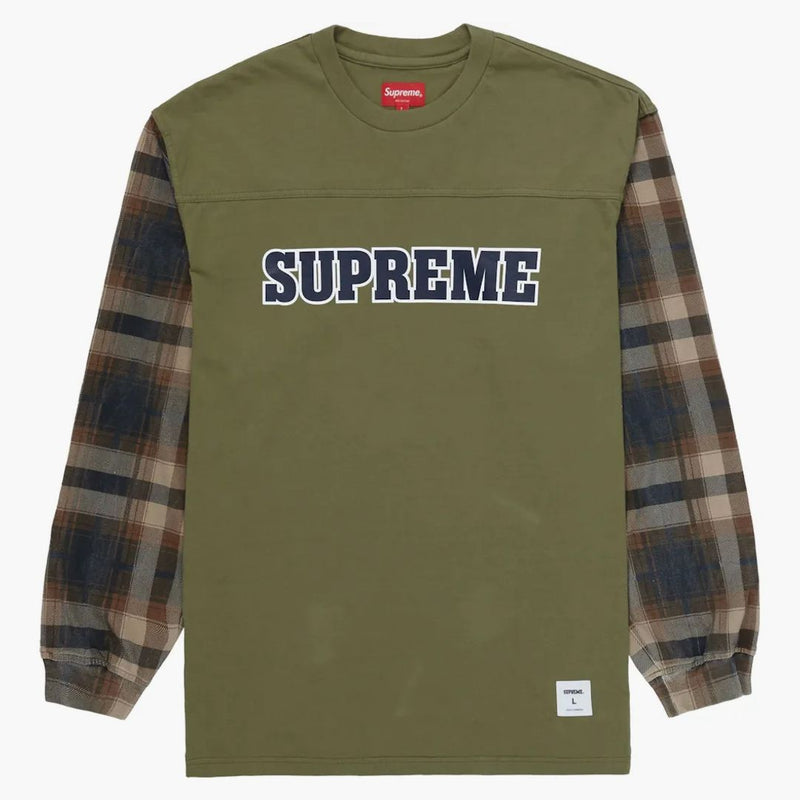 Supreme Plaid Sleeve L/S TEE Light Olive