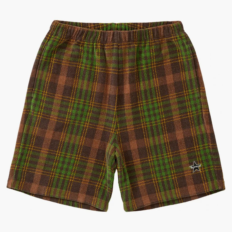 Supreme Plaid Velour Short Brown
