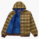 Supreme Plaid ull huva arbetsjacka brun