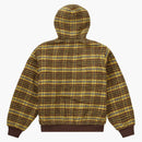 Supreme Plaid ull huva arbetsjacka brun
