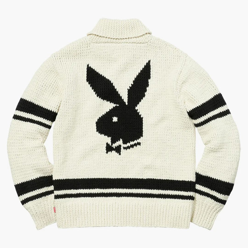 Supreme Playboy sjal krage full zip tröja naturlig