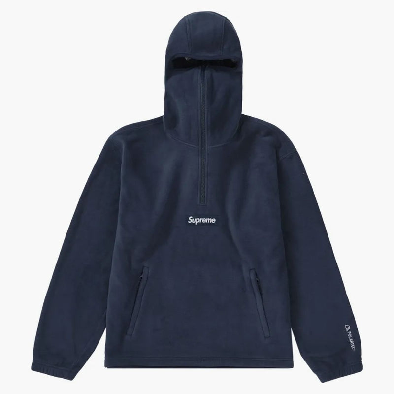 Nejvyšší polartec facemask polovina zip kapuce mikina námořnictva