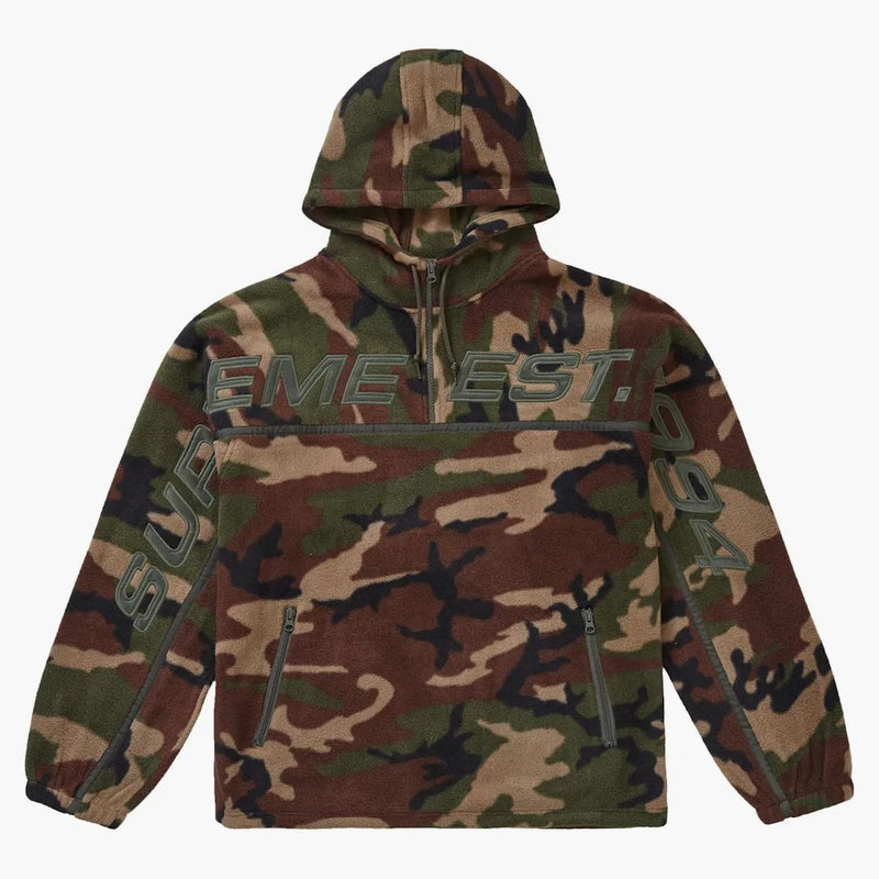 Supreme Polartec mezza zip con cappuccio con cappuccio mimetico