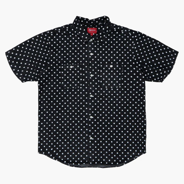 Cămașă supremă din denim polka dot negru