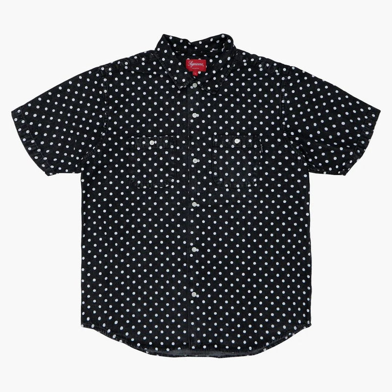 Cămașă supremă din denim polka dot negru