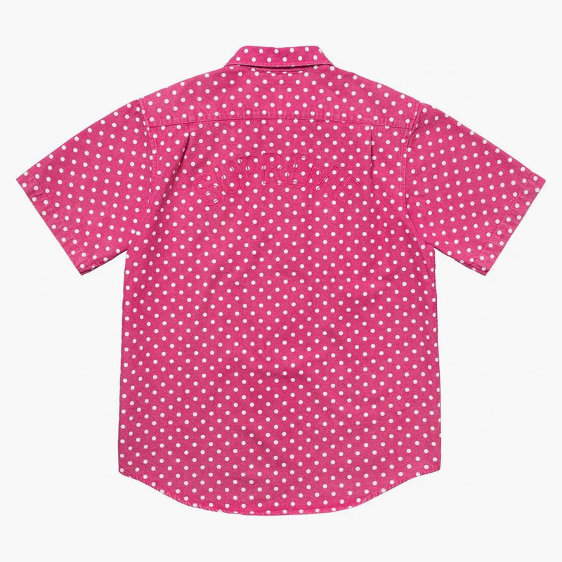 Cămașă supremă de denim polka dot magenta