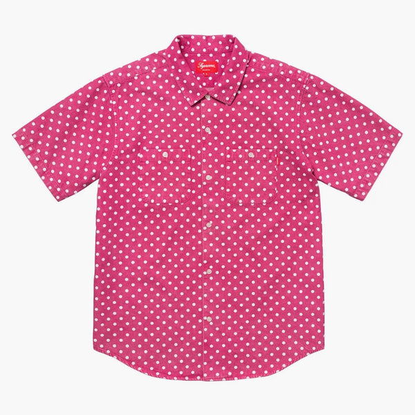 Cămașă supremă de denim polka dot magenta