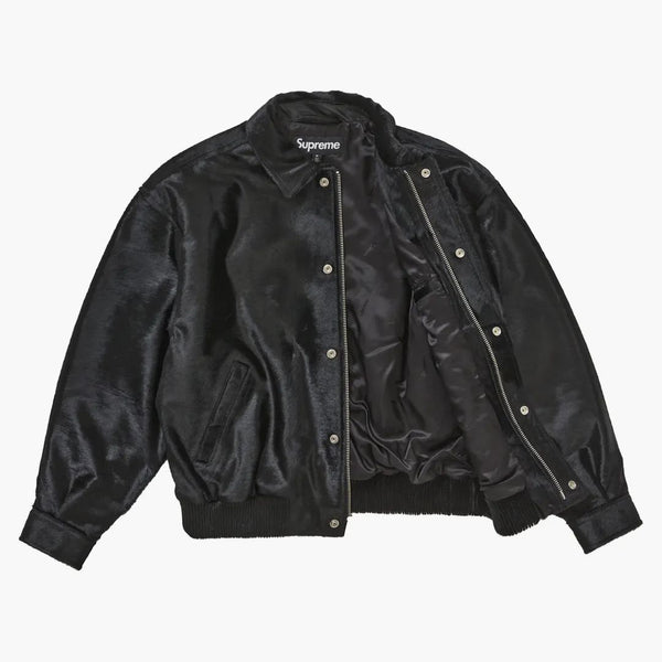 Supreme Ponyhair Varsity Jacket Negro