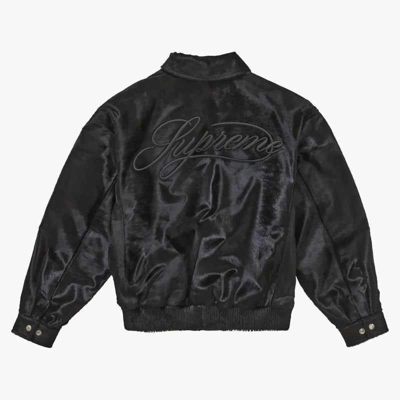 Supreme Ponyhair Varsity Jacket Black