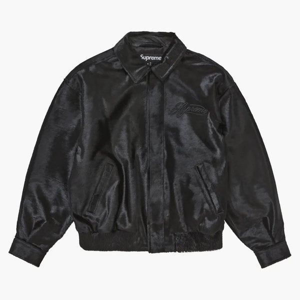 Supreme Ponyhair Varsity Jacket Black