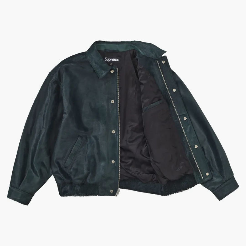 Giacca varsity suprema di ponyhair verde