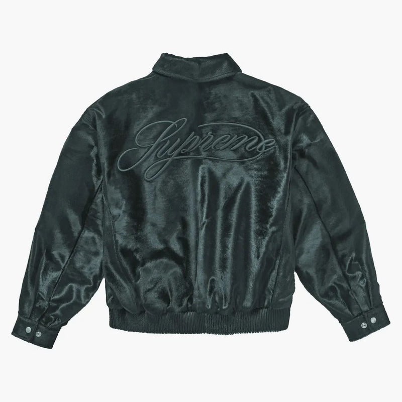 Giacca varsity suprema di ponyhair verde