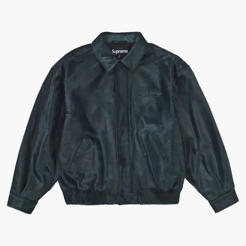 Giacca varsity suprema di ponyhair verde