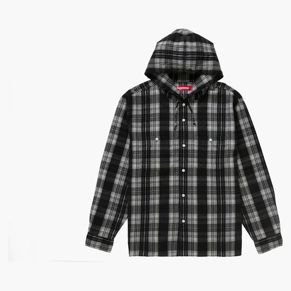 Supreme Printed Hooded Flannel Shirt Black