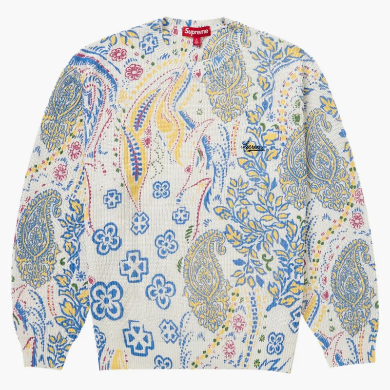 Högsta tryckt paisley tröja vit