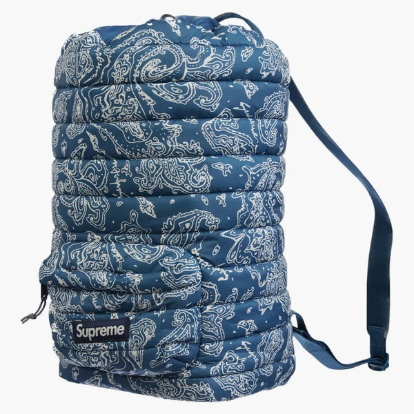 Supreme Puffer Backpack Blue Paisley
