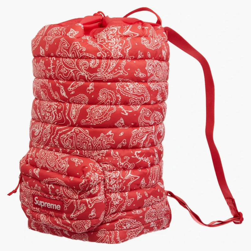 Supreme Puffer Backpack Red Paisley