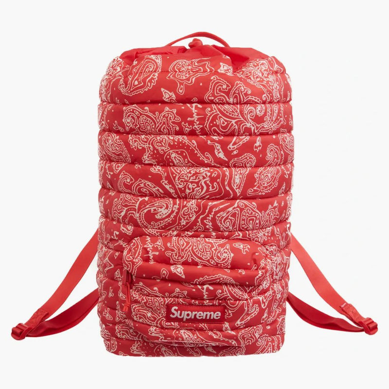 Supreme Puffer Backpack Red Paisley