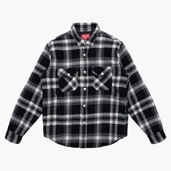 Supreme Quilted Arc Logo Flannel Shirt Black