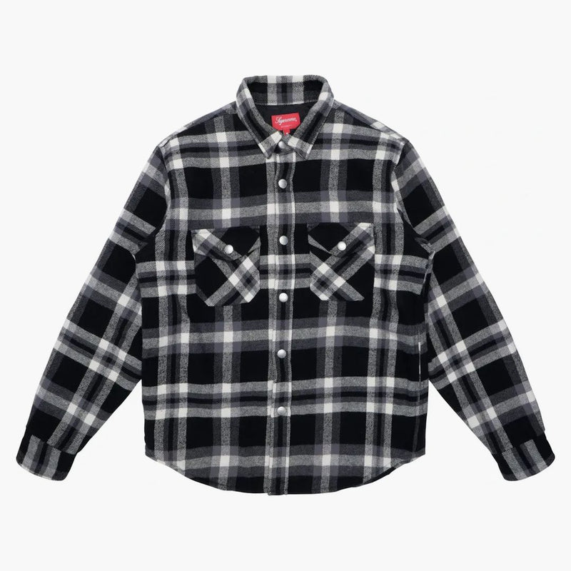 Supreme Quilted Arc Logo Flannel Shirt Black
