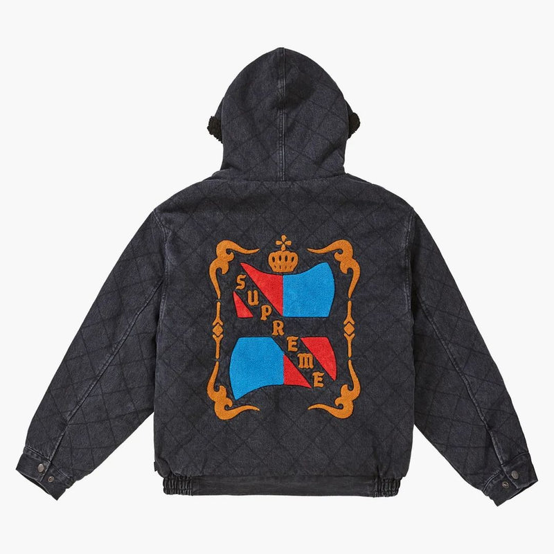 Supreme Quilted Denim Pilot Jacket Washed Black