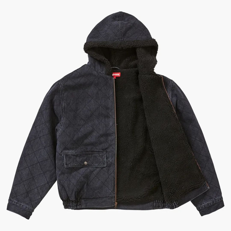 Supreme Quilted Denim Pilot Jacket Washed Black