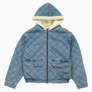 Supreme quiltad denim pilotjacka tvättad blå