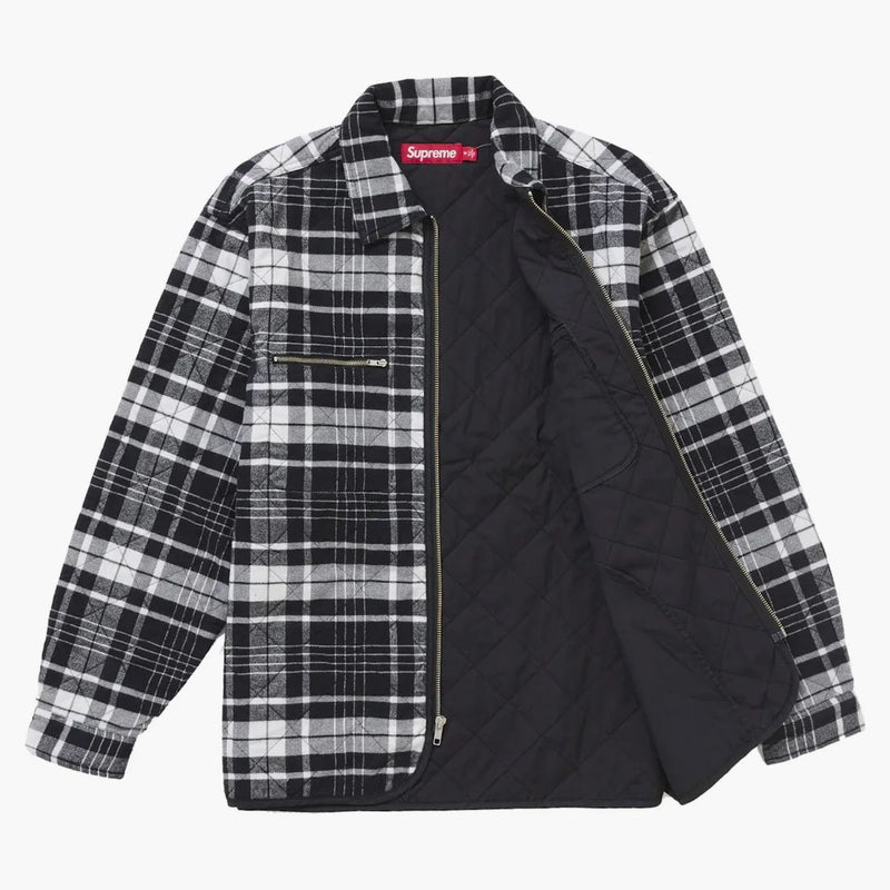 Nejvyšší prošívaný flanel na zip Up Black