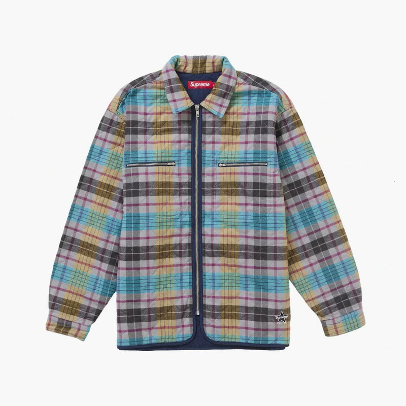 Nejvyšší prošívaný flanelový zip Up košile vícebarev