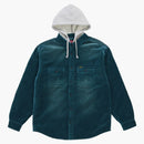 Supreme Quilted Lined Hooded Velvet Shirt Teal