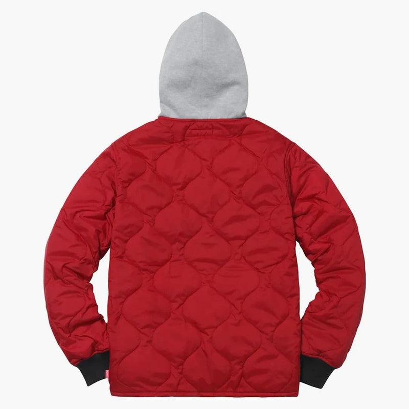 Supreme Quilted Liner Hooded Jacket Dark Red
